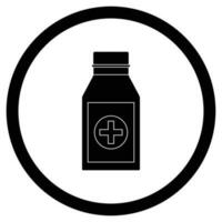 Flasche mit Droge schwarz Symbol Vektor. Vitamin Medikation Droge Illustration vektor
