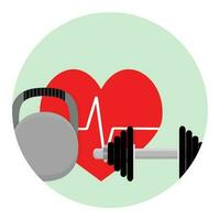 Gesundheit Sport App Symbol. Gewichtheben Abzeichen, Symbol trainieren, Vektor Illustration