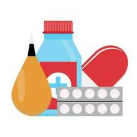 einstellen Drogen Vektor. Medizin Flasche zum Gesundheit, Apotheke und Drogen Illustration vektor