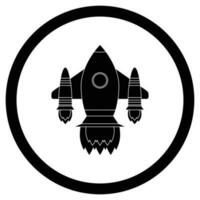 Plats shuttle svart ikon. rymdskepp symbol, emblem svart raket. vektor illustration