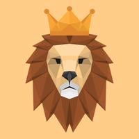 Geometrisk Låg Polygon Style Lion Face Head med Crown Triangular Illustration vektor