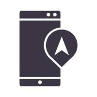Smartphone-Navigationsziel-App-Gerätetechnologie-Silhouette-Stil-Design-Symbol vektor