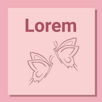 zwei Schmetterlinge Logo Vorlage. Kopieren Raum Text im Rosa. Vektor Illustration