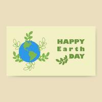 Erde Tag Flyer Karte. Erde Globus mit Grün Blätter. Umwelt und Umwelt Schutz. Vektor Illustration