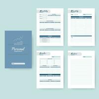 tryckbar personlig en gång i månaden budget planerare, vektor illustration