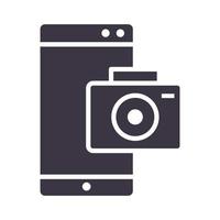 Smartphone-Kamera-Foto-App-Gerät-Technologie Silhouette-Stil-Design-Symbol vektor