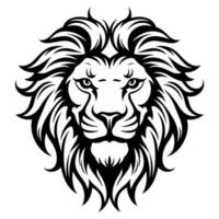 svart och vit lejonets huvud med lång manen vektor