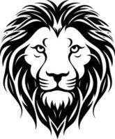 schwarz und Weiß Löwen Kopf mit lange Mähne vektor