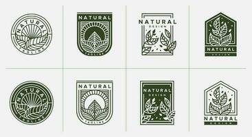 minimalistisk linje organisk blad emblem logotyp design uppsättning. modern naturlig växt logotyp. vektor