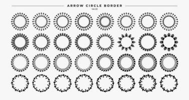 uppsättning av enkel linje pil cirkel gräns logotyp. digital pekare pil runda ram. vektor