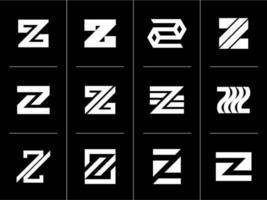 minimalistisk linje abstrakt brev z logotyp design uppsättning. modern enkel första z logotyp. vektor