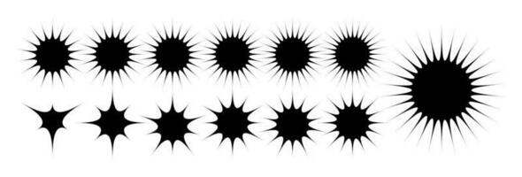 einstellen von Scharf Linie Sonne erhebt euch Symbol Design bündeln. Silhouette von Sonne scheinen Symbol Logo. vektor