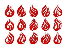 einstellen von Wassertropfen Flamme Logo Design Vorlage. modern Feuer Gas Logo Branding. vektor