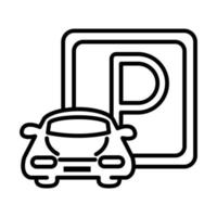 Parkplatz Auto Fahrzeug Straßenschild Transport Linienstil Icon Design vektor