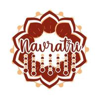 Happy Navratri indische Göttin Durga Kultur kreative Feier Karte flache Stilikone vektor