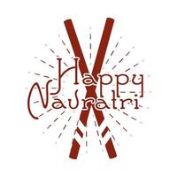 Happy Navratri indische Feier Göttin Durga Kultur kreative Feier Karte Silhouette Stil Symbol vektor