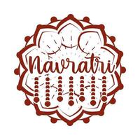 Happy Navratri indische Göttin Durga Kultur kreative Feier Karte Silhouette Stil Symbol vektor