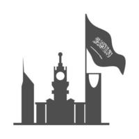Saudi-Arabien Nationalfeiertag Silhouette Stadt mit Flaggen-Stil-Symbol vektor