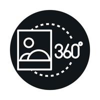 360 bildvy virtuell rundtur bildblock och linje stil ikon design vektor