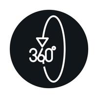 360-Grad-Ansicht virtueller Tourblock und Linienstil-Icon-Design vektor