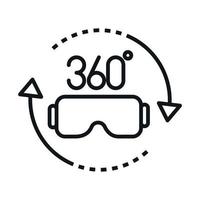 360 graders rotationsglasögon virtuell verklighet linjär stilikon design vektor