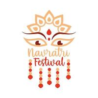 Happy Navratri indische Feier Göttin Durga Kultur Dekoration flache Stilikone vektor