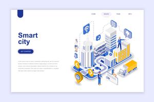 Isometrisches Konzept des modernen flachen Designs des intelligenten Stadt. Architektur und Personenkonzept. Zielseitenvorlage. Isometrische Begriffsvektorillustration für Netz und Grafikdesign. vektor