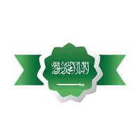 Saudi-Arabien Nationalfeiertag Label grüne Flagge Band Dekoration Farbverlauf Symbol vektor