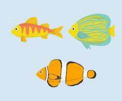 vektor illustration. samling av söt hav fisk i tecknad serie stil. ikon.