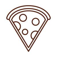 snabbmat skiva pizza middag och meny god måltid och ohälsosam linje stil ikon vektor