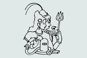 Vektor Grafik von Herr Shiva mit Göttin parvati. individuell auf ein Weiß Hintergrund.