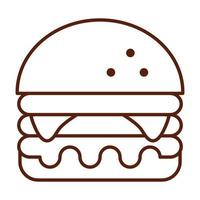 snabbmat burger middag och meny god måltid och ohälsosam linje stil ikon vektor