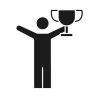 Geschäftsmann mit Trophäenpreis-Business-Management, das eine erfolgreiche Silhouette-Stilikone entwickelt vektor