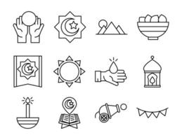 eid mubarak islamische religiöse feier traditionelle ikonen stellten flachen stil ein vektor