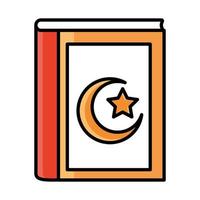 koran heliga boken eid mubarak islamiska religiösa firande linje och fyll ikon vektor