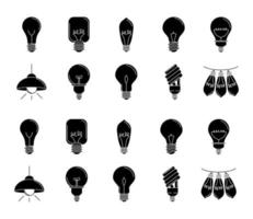 elektrisk glödlampa eco idé metafor isolerad linje stil ikoner set vektor