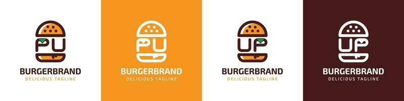 Brief pu und oben Burger Logo, geeignet zum irgendein Geschäft verbunden zu Burger mit pu oder oben Initialen. vektor