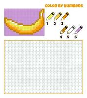 Färg förbi tal. utbildning spel för barn. frukt, frukter, banan. färg bok med numrerad rutor. pixel konst. grafisk uppgift för ungar. vektor