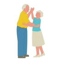 zwei älter Paare sind Tanzen zusammen. Hand gezeichnet Abbildungen im realistisch Proportionen. vektor