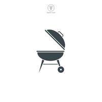 utomhus- utegrill grill vektor ikon illustration isolerat på vit bakgrund