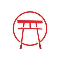 Torii-Tor-Logo, japanischer Geschichtstor-Symbolvektor, chinesische Illustration, Markenvorlage für Holzdesign-Unternehmen vektor