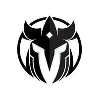 spartansk logotyp design, vektor viking väktare kämpe, enkel grekisk krigare hjälm