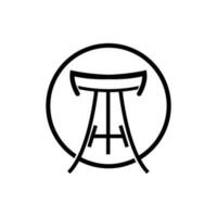 Torii-Tor-Logo, japanischer Geschichtstor-Symbolvektor, chinesische Illustration, Markenvorlage für Holzdesign-Unternehmen vektor