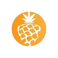 Ananas-Logo-Design, Vektor aus frischen Früchten, Plantagenillustration, Markenetikett für Fruchtprodukte