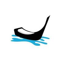 Segelboot-Logo, traditioneller asiatischer Bootsvektor, See-Ozean-Icon-Design, Fischerboot vektor