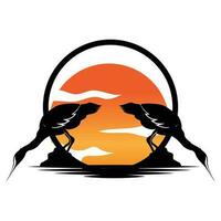 Reiher Vogel Logo, Vektor Vogel fliegend Storch Reiher, Tier Silhouette Design, ilustrasi Schablone
