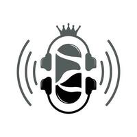 Podcast-Logo, Vektor, Headset und Chat, einfaches Vintage-Mikrofondesign vektor