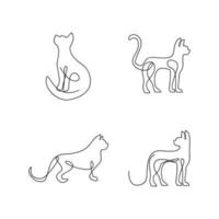 Katze Single Linie einstellen Logo Symbol Design Illustration vektor