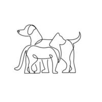 Katze und Hund Linie Single Logo Symbol Design Illustration Vorlage vektor