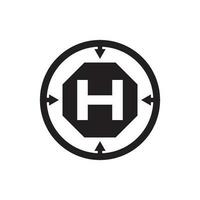 Hubschrauberlandeplatz Symbol Logo Vektor Illustration Design Vorlage.